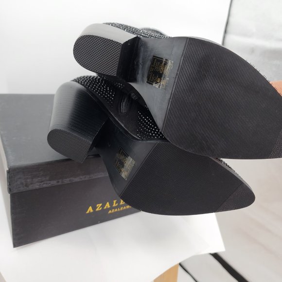 AZALEA WANG Nash Crystal Knee High Cowboy Boots Black NWT - Picture 11 of 13